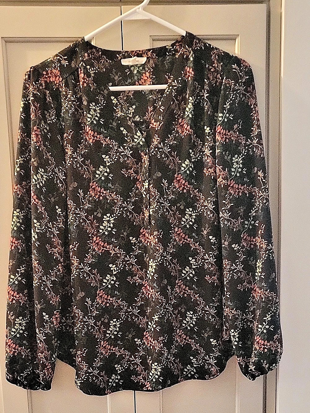 Maurices Floral Blouse in Black, Green and Orange
